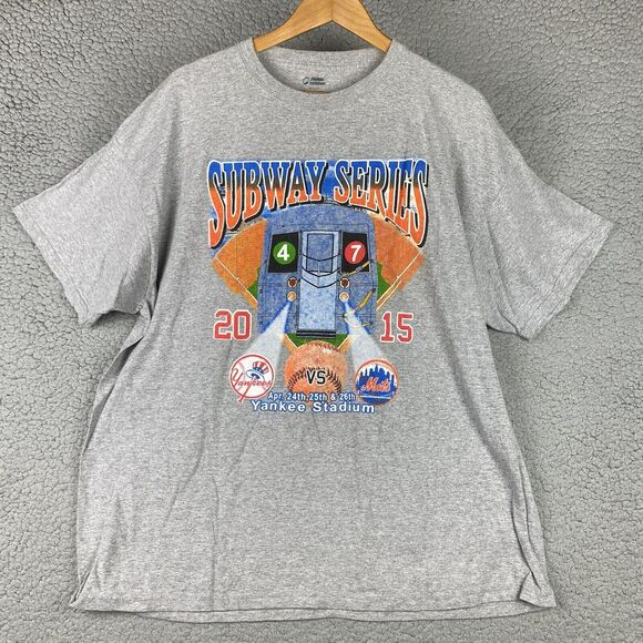 Subway Series 2015 2 Sided Graphic T Shirt Size 2XL NY New York Yankees Mets - Picture 1 of 10